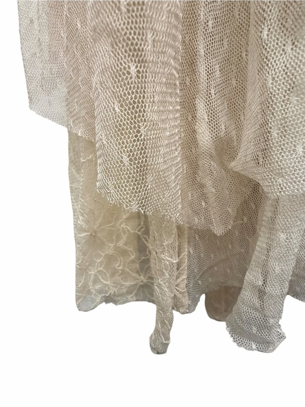Free People XS Y2K Boho Layered Lace Mesh Handkerchief Midi Skirt